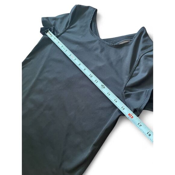 Avia Women’s Black Activewear Top L Cross Back Slit Hem Recycled Stretch Tee - Picture 4 of 7